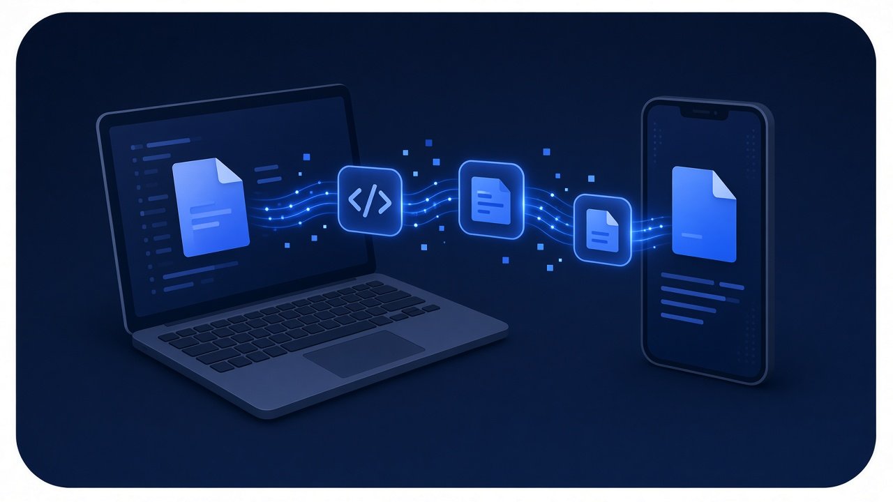 Phone and computer exchanging files without a USB cable