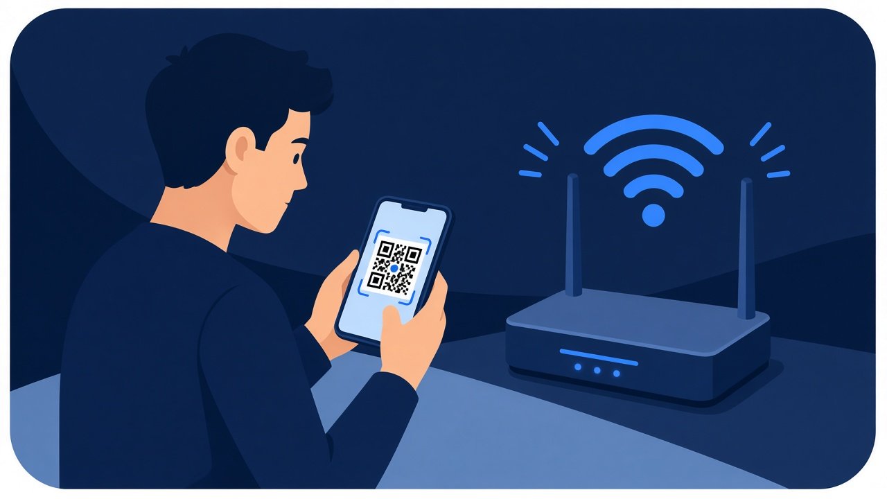 Guest scanning a WiFi QR code